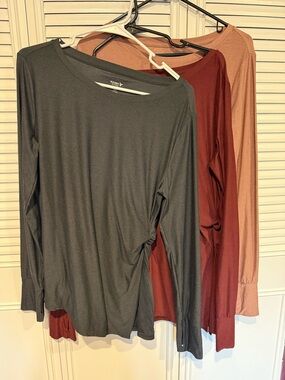 Set of 3 Old Navy Long Sleeve Tee Trio — Gray, Rust, Blush